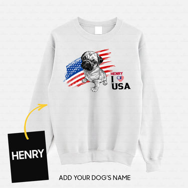 Personalized Dog Gift Idea - Pug Love USA For Dog Lovers - Standard Crew Neck Sweatshirt